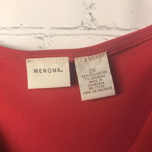 Merona Red Draped Neck Sleeveless Suite Blouse Great for Holiday Size 2X - Picture 3 of 4